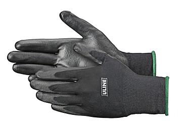 Uline Polyurethane Coated Gloves - Black, Medium S-14317M