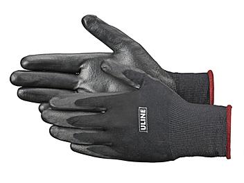 Uline Polyurethane Coated Gloves - Black, Small S-14317S