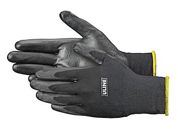 Uline Polyurethane Coated Gloves - Black, XS S-14317XS