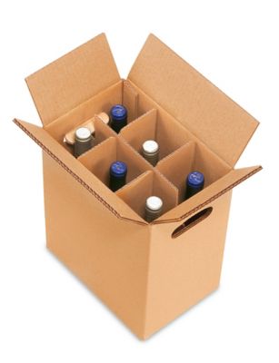 Caja Cartón 24x16,5x34 cm para 6 Botellas de Vino (75 cl.) - Cajas