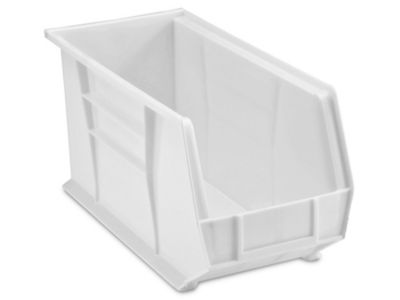 Plastic Stackable Bins - 18 x 8 x 9", White S-14454W