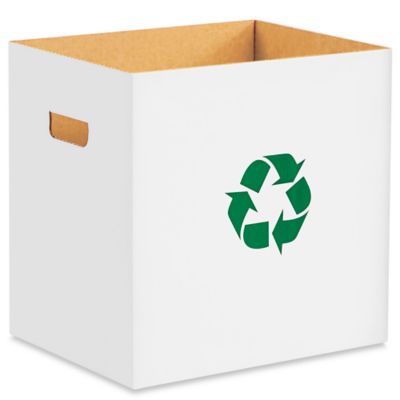 Corrugated Trash Can with Recycle Logo - 7 Gallon S-14464R