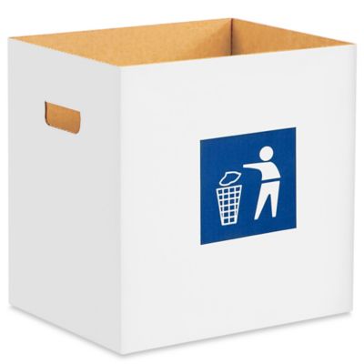 Corrugated Trash Can with Waste Logo - 7 Gallon