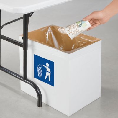 Corrugated Trash Can with Waste Logo - 7 Gallon S-14464W - Uline