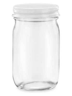 Clear Glass Jar w/ Smooth White Lid, 4 oz