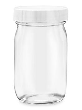 Wide-Mouth Glass Jars - 4 oz, Plastic Lid S-14488P