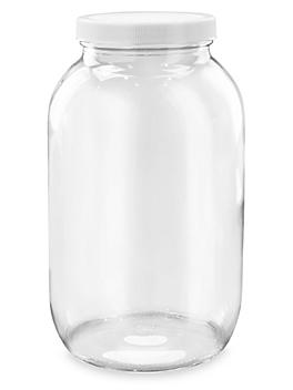 Wide-Mouth Glass Jars Bulk Pack - 1/2 Gallon, Plastic Lid S-14489B-P