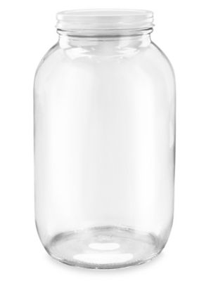 Wide-Mouth Glass Jars Bulk Pack - 1/2 Gallon, Metal Cap S-14489B-M - Uline