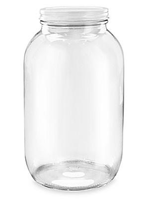 Wide-Mouth Glass Jars - 1/2 Gallon, Plastic Cap - ULINE - Case of 6 - S-14489P