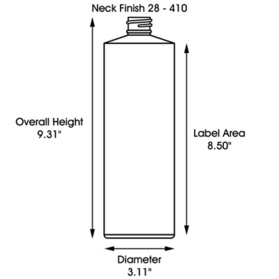 Natural Cylinder Bottles - 32 oz, Flip Top Cap