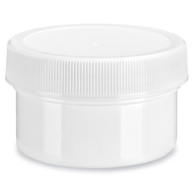 White Round Wide-Mouth Plastic Jars Bulk Pack - 4 oz S-14506B - Uline