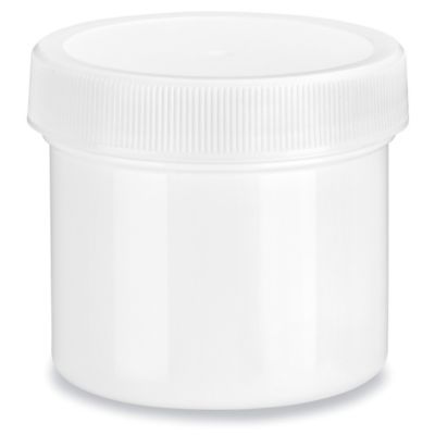 Clear Round Wide-Mouth Plastic Jars - 2 oz, White Cap - ULINE - Case of 48 - S-12752