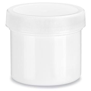 White Round Wide-Mouth Plastic Jars Bulk Pack - 2 oz, White Cap S-14505B-W