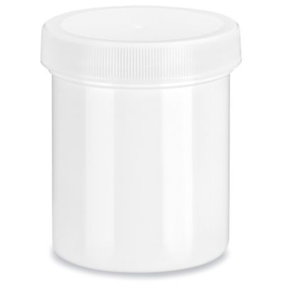 Clear Round Wide-Mouth Plastic Jars - 8 oz, White Cap - ULINE - Case of 36 - S-9935