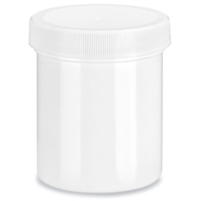 White Round Wide-Mouth Plastic Jars Bulk Pack - 4 oz S-14506B - Uline
