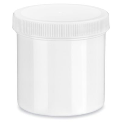 Clear Round Wide-Mouth Plastic Jars - 6 oz, White Cap