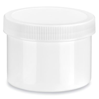  White Round Wide-Mouth Plastic Jars Bulk Pack - 8 oz