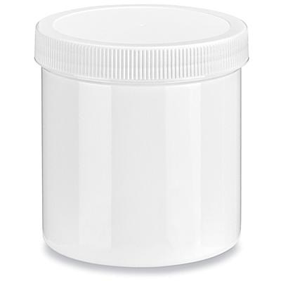 White Round Wide-Mouth Plastic Jars Bulk Pack - 16 oz, White Cap