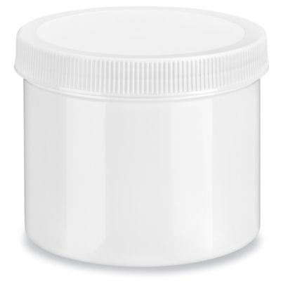 White Round Wide-Mouth Plastic Jars Bulk Pack - 32 oz, White Cap S-14511B-W