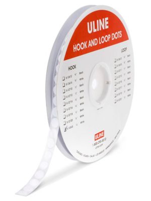 ULINE Hook and Loop Dots Combo Pack - 1/2, White - Carton of 200 - S-17145