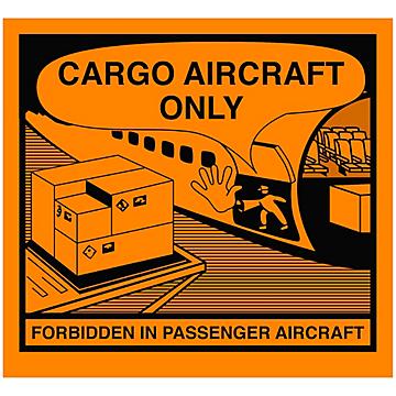 Etiquetas Adhesivas Aéreas - "Cargo Aircraft Only/Forbidden in Passenger Aircraft", 4 3/8 x 4 3/4"