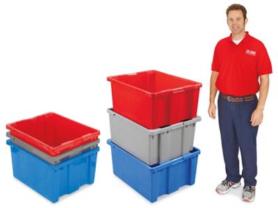 Heavy-Duty Stack and Nest Containers - 24 x 15 x 8, Blue S-19473BLU - Uline