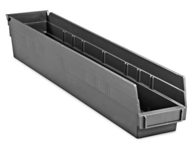 Plastic Shelf Bins - 4 x 24 x 4", Black S-14625BL