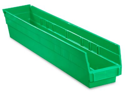 Plastic Shelf Bins 4 x 24 x 4", Green S14625G Uline