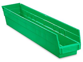 Plastic Shelf Bins - 4 x 24 x 4", Green S-14625G