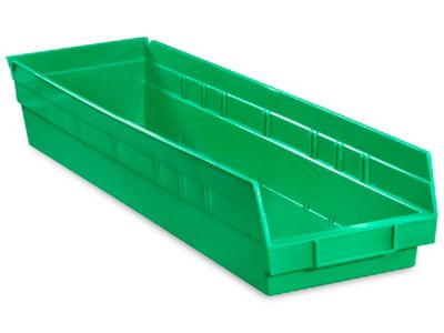 Gavetas de plástico apilables, verdes, 14 3/4 x 8 1/4 x 7