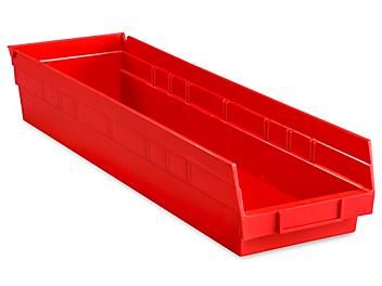 Plastic Shelf Bins - 7 x 24 x 4", Red S-14626R