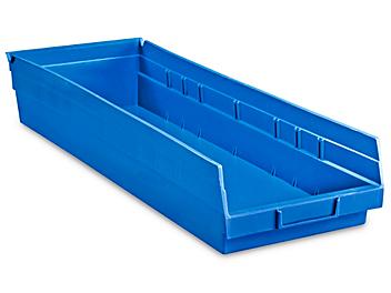 Plastic Shelf Bins - 8 1/2 x 24 x 4", Blue S-14627BLU