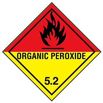 D.O.T. Labels - "Organic Peroxide", 4 x 4", Revised S-14645