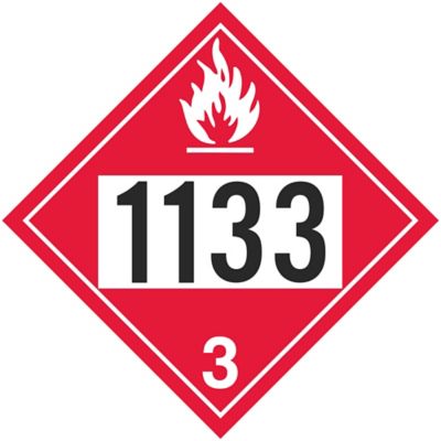  4-Digit D.O.T. Placard - UN 1133 Adhesives