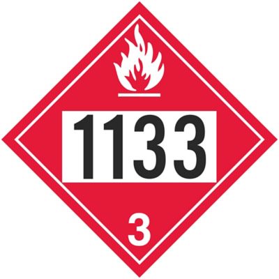 4-Digit T.D.G. Placard - UN 1133 Adhesives, Tagboard S-14648T