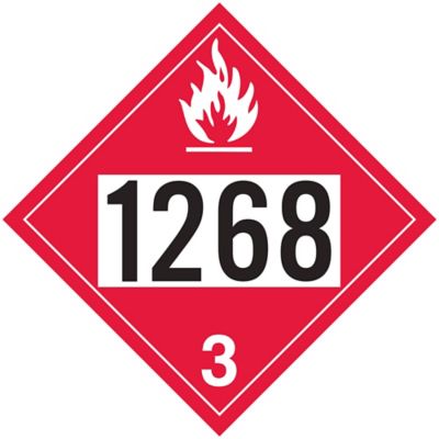 Plaque-étiquette T.M.D. à 4 chiffres – UN 1268, pétrole, vinyle adhésif