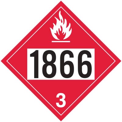 Plaque-étiquette T.M.D. à 4 chiffres – Solution de résine UN 1866, vinyle adhésif