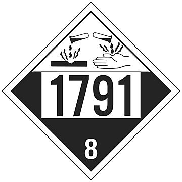 4-Digit D.O.T. Placard - UN 1791 Hypochlorite Solutions, Tagboard