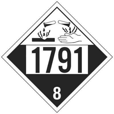 4-Digit D.O.T. Placard - UN 1791 Hypochlorite Solutions, Adhesive Vinyl S-14653V