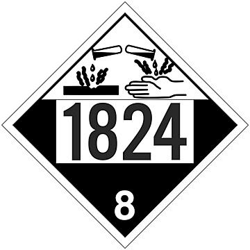 4-Digit D.O.T. Placard - UN 1824 Sodium Hydroxide, Tagboard