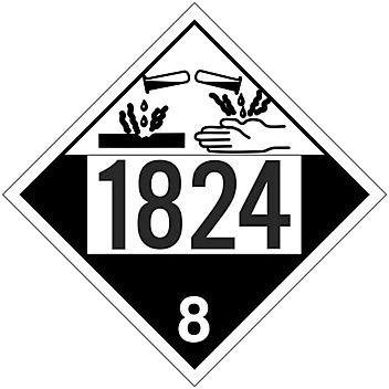 4-Digit D.O.T. Placard - UN 1824 Sodium Hydroxide, Tagboard S-14654T