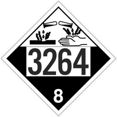  4-Digit D.O.T. Placard - UN 3264 Corrosive Liquid, Acidic, Inorganic, N.O.S.