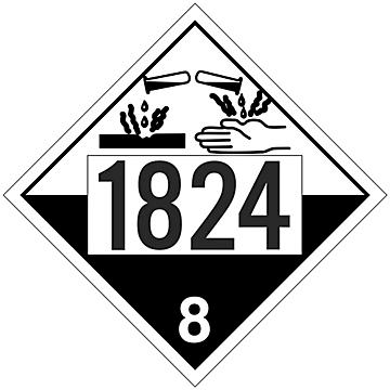 4-Digit T.D.G. Placard - UN 1824 Sodium Hydroxide, Tagboard