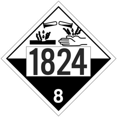 4-Digit T.D.G. Placard - UN 1824 Sodium Hydroxide, Adhesive Vinyl S-14671V