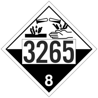4-Digit T.D.G. Placard - UN 3265 Corrosive Liquid, Acidic, Organic, N.O.S., Adhesive Vinyl S-14673V