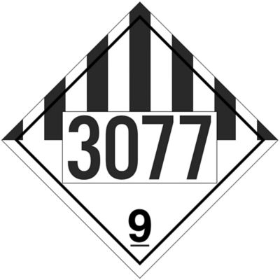 4-Digit T.D.G. Placard - UN 3077 Environmentally Hazardous Substances, Solid N.O.S., Adhesive Vinyl S-14674V