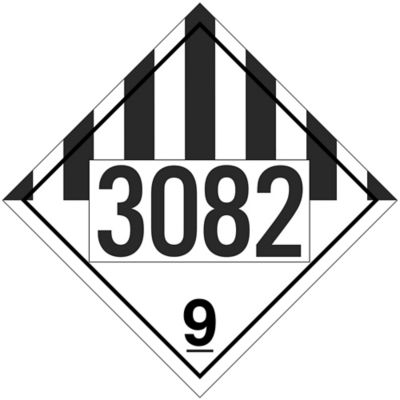 4-Digit T.D.G. Placard - UN 3082 Environmentally Hazardous Substances, Liquid N.O.S., Adhesive Vinyl S-14675V