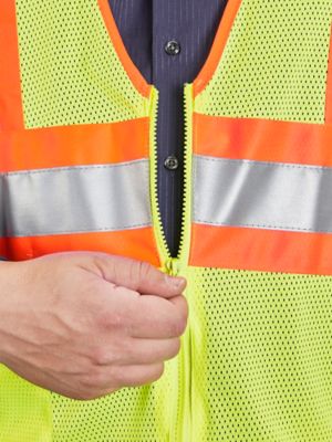 Class 2 Deluxe Hi-Vis Safety Vest - Lime, 2XL/3XL S-14711G-XX - ULINE