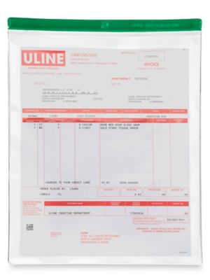 Color Coded Vinyl Envelopes - 9 x 12", Green S-14737G