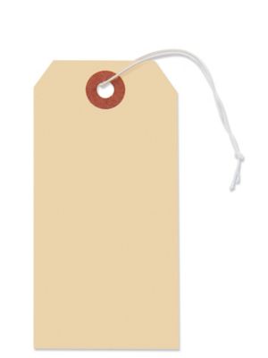 Manila Shipping Tags - #4, 4 1/4 x 2 1/8", Pre-Tied Elastic S-1475PE